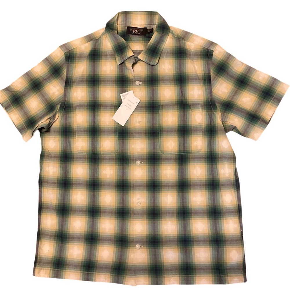 Double RL RRL Ralph Lauren Plaid Southwestern Jacquard Shirt Green Large READ